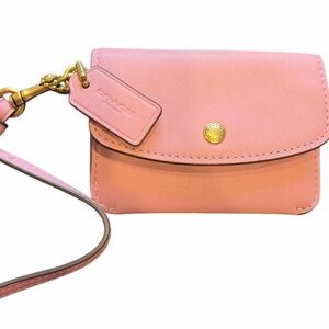 Coach Mini Card Pouch Leather Lavender